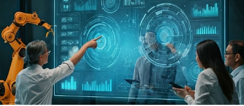 Profissionais analisando aplicações de inteligência artificial