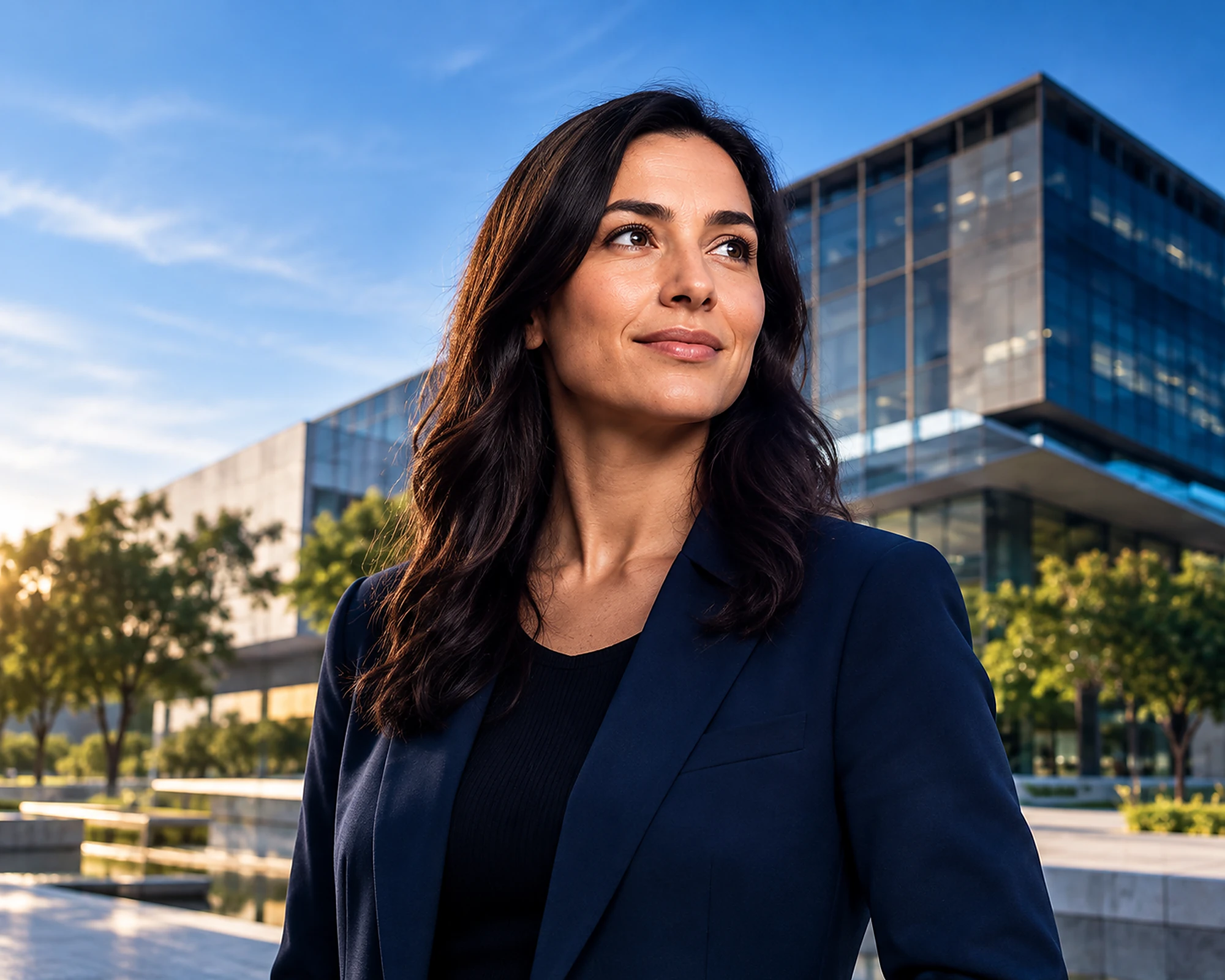 Profissional em ambiente contemporâneo representando inovação, tecnologia e liderança